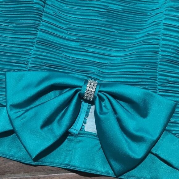 Vintage Michael Marcella 14 teal blue matching set skirt bow tulle - Picture 3 of 8